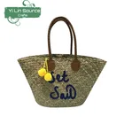 Straw Beach Handbag Custom Straw Bag Large Capacity Women's Handmade Woven Casual Beach Handbag