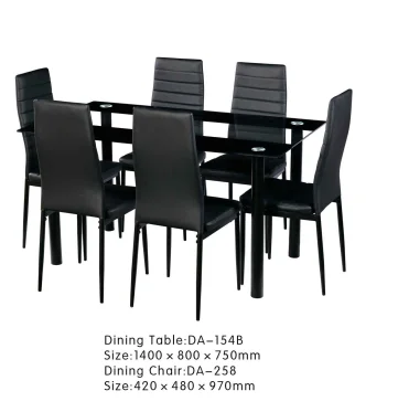 High Quality Glass Wholesale Cheap Dinning table Set Black Furniture