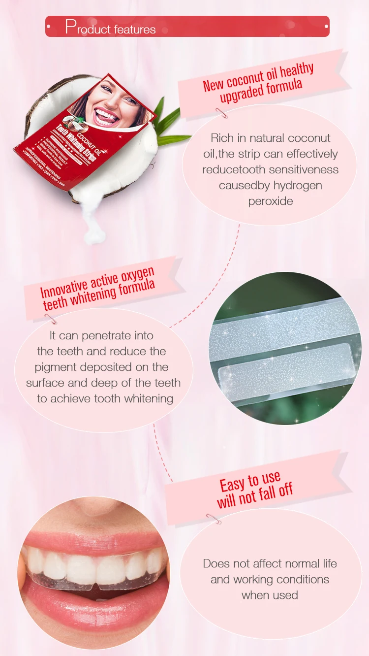 White Smile Coconut Oil Pulling Teeth Whitening Foam Strips Mild Tooth