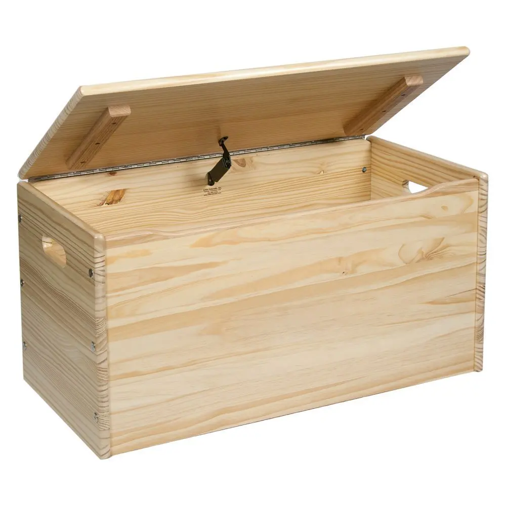 unpainted wooden toy box