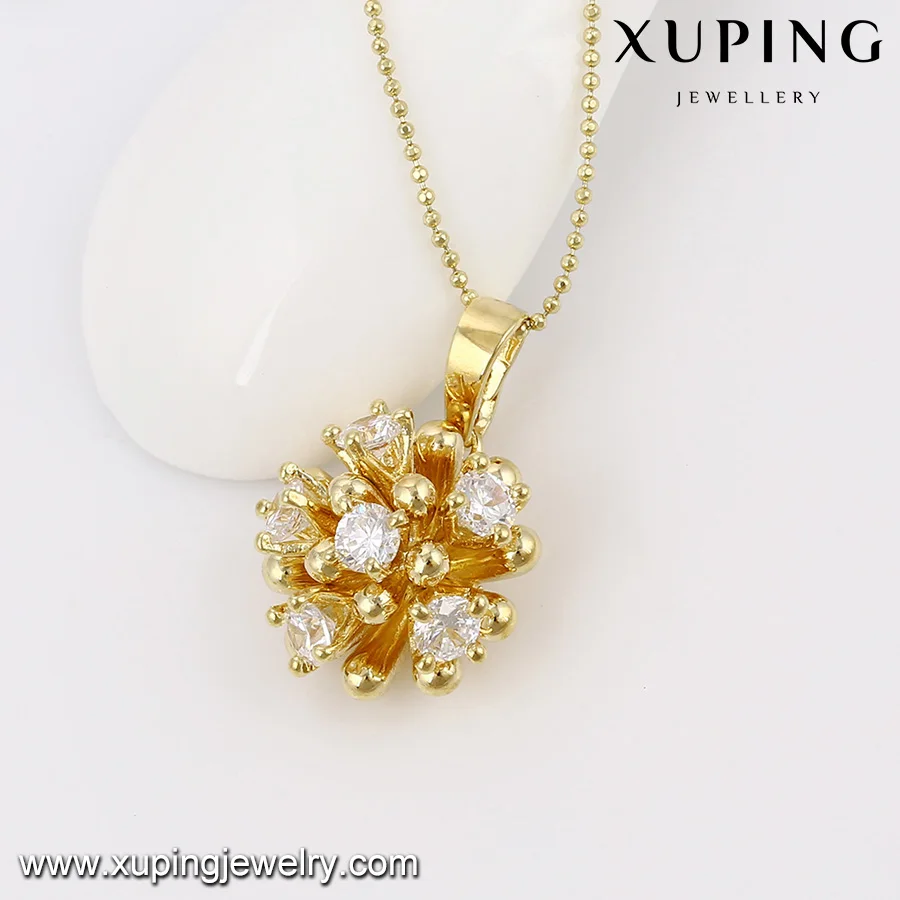 63805 Xuping cheap bridal 14k gold plated zircon pendant and earrings jewelry set