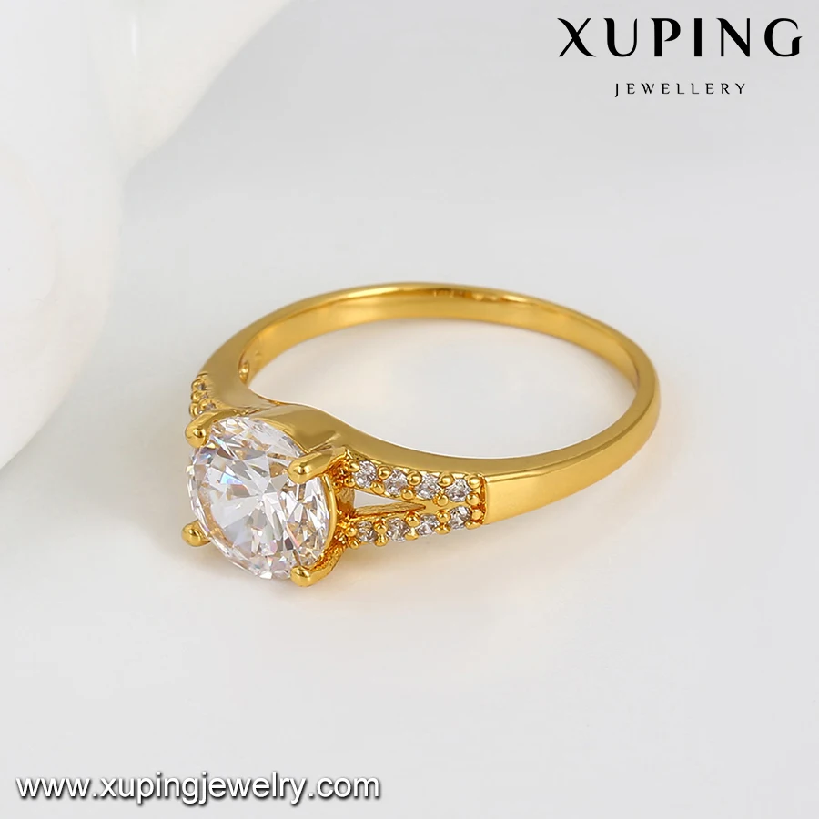 14076 xuping copper alloy Dubai 24k gold plated engagement diamond ring