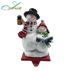 Stocking Holder Resin 2 Snowmen Christmas Stocking Holder