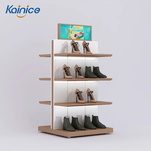 Kainan Wooden Single Side Designer Shoes Display Rack Commercia Sales