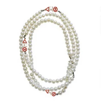 Beyou New DST Sorority handmade greek costume accessories jewelry Delta Sigma Thet multi layer Long pearl Necklace Jewelry