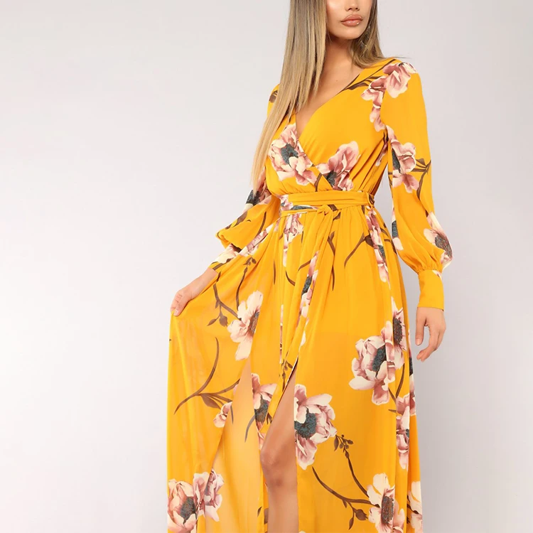 long yellow dress casual