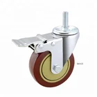 Thread Wheel Caster And Wheels M12x30mm Thread Stem 4" PVC Caster Wheel For Trolley