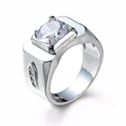Top Ring Wedding Top Men's White Gold Plated Round Cubic Zirconia Crystal Ring Diamond 925 Silver Plated Wedding Ring