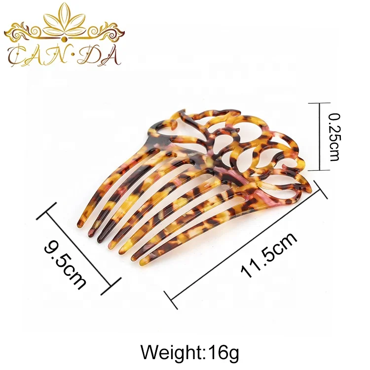 Fashion colorful cheap vintage acrylic combs decorative clip acetate hair accessories