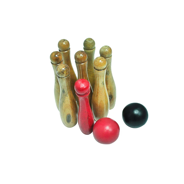 wooden garden bowling set