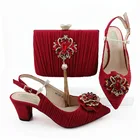 Heel Flat 6.5 Cm Low Heel Women Party Shoes Bag Set Flat Italian Shoes And Bag Set High Quality Shoes To Match Bag