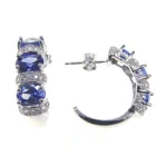 White Gold Tanzanite Diamond Three stone Huggie Earrings