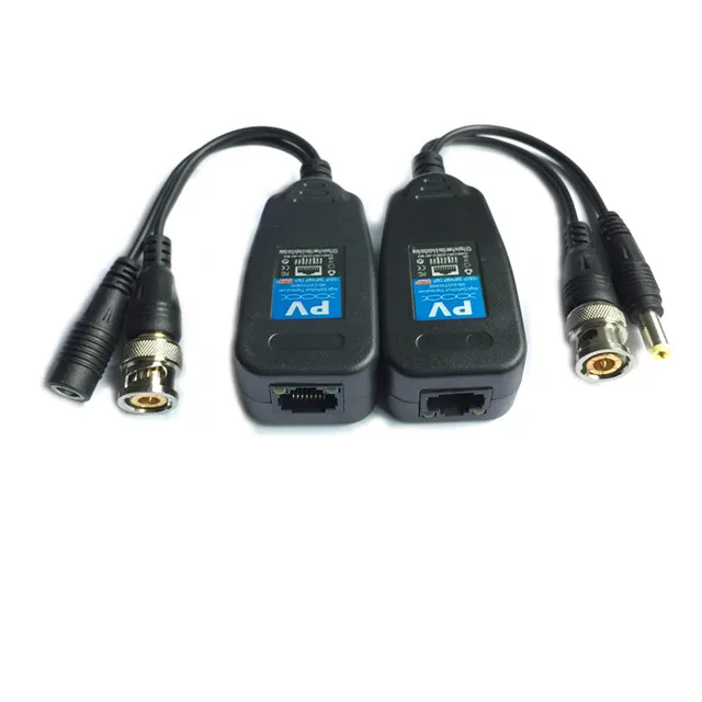 Surge-Protected Pair HD-CVI/TVI Passive Balun Video Power Coax to RJ45 