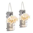 Decor Decor Decor Rustic Wall Sconces LED Fairy Lights Flowers Mason Jar Home Wall Decor