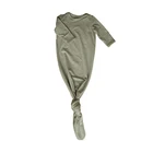 Baby Gown Baby Onesie Custom Service Grey Cotton Baby Onesie Newborn Baby Knotted Tie Gown