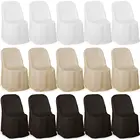 White Ivory Black Polyester Folding Chair Cover Wedding and Banquet spandex Fold Chair Covers
