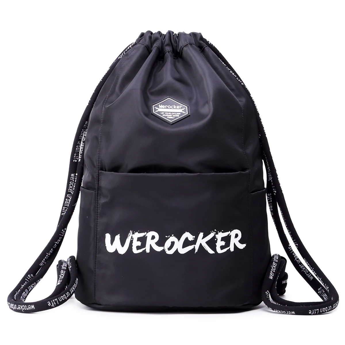 foldable drawstring bag with front zipper pocket string backpack