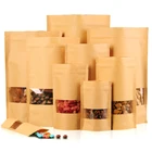 Tea Bag Tea Packing Bag Kraft Stand Up Tea Nuts Coffee Food Packaging Zipper Bag With Window Spot Wholesale