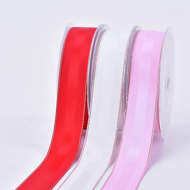 1 Inch Pink Gold Edged Satin Ribbon Pink Satin Ribbon 25mm Ribbon Satin Ribbon