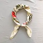 Polyester Square Scarf Scarf Satin Custom Logo 100% Polyester Floral Design Square Satin Head Lady Scarf