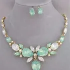 Stone Silver Opal Green Navette K9 Crystal Fancy Stone Point Back Silver Base Rhinestones