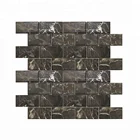 Interior Marble Tile Mosaic Interior Wall 3 X 6'' Bevel Brick China Dark Emperador Marble Mosaic Tile