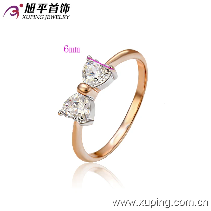 13097 China wholesale xuping High Quality Jewelry Bowknot lady fashion jewelry gold ring designs CZ charm ring