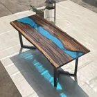 Bar Fast Delivery Commerical Bar Furniture Solid Wood River Table Crystal Clear Epoxy Resin Table Top