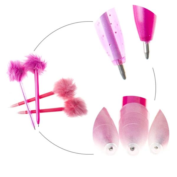 Novelty Wholesale ball point pen Festival Decorations Vivid Pink Color Soft Feather Ballpoint Pen for Children