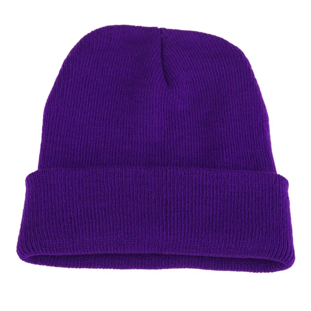 High Quality  Winter Plain Dyed Custom Beanie Hat 100% Acrylic Warm Knitted  Beanie Custom Logo