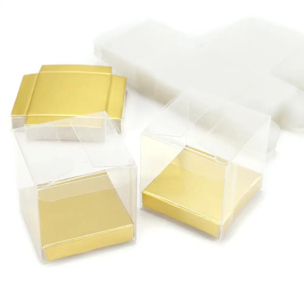 1.18x1.18x2.36 inch MITOB 50pcs Clear Plastic PVC Boxes for Chocolate Small Gifts Crafts Handmade Soap Wrapping Boxes Transparent Poly Packaging Case Reusable
