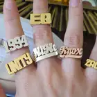 Name Shangjie Block Letter Personalized 14k Gold Name Ring Custom Rings