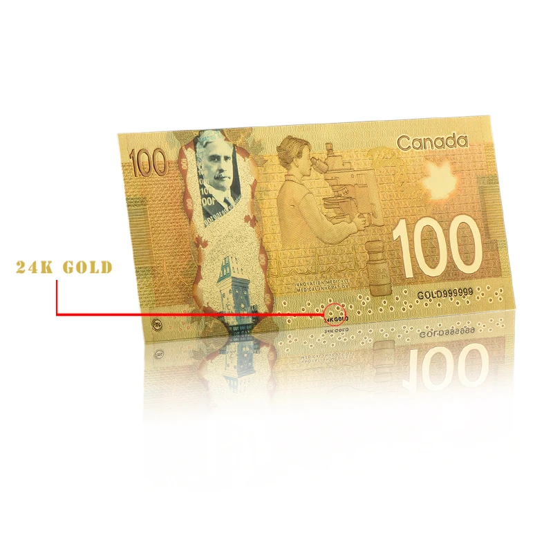 WR 10X Canada $100 Dollar Lot 24K Gold Foil Colored Banknote Set Collection Gift 