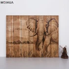 Art Wall Art Wood Wall Art Painting Elephant Picture For Restaurant Custom Prints Wood Wall Art Craft Decor