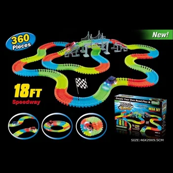 New Arrival 360pcs Classic Glow Race Track Slot Race Car Racer Game Railway Toy