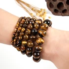 Natural Beads Grade AB+ Natural Stone Beads 4/6/8/10/12/14/16MM Mens Tiger Eye Bracelet