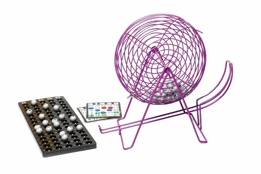 Gambling Wooden Bingo Set For Leisure Time With Bingopieces And Cage