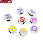 Letter Beads Alphabet Silver Tone Colorful Enamel Metal Initial Letter Beads Cube Alphabet Beads