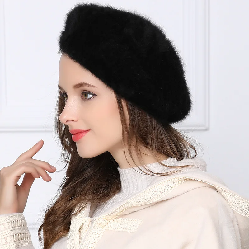 black angora beret