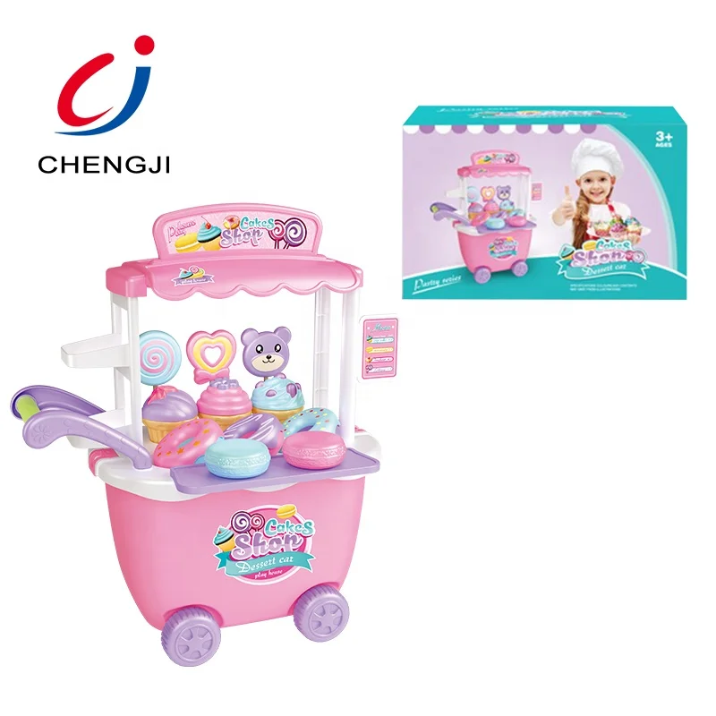Kids toy ice cream dessert truck cart toy plastic toys ice cream candy trolley carts pretend play set