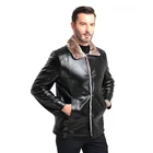 Men Fur Collar Stand Chonghan High Quality Custom Men Leather Jacket With Fur Collar