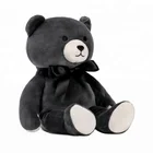 Plush OEM ODM Custom Soft Fur Fabric Animal Bear Baby Organic Plush Stuffed Toys Custom Logo Black Bow Tie Teddy Bear