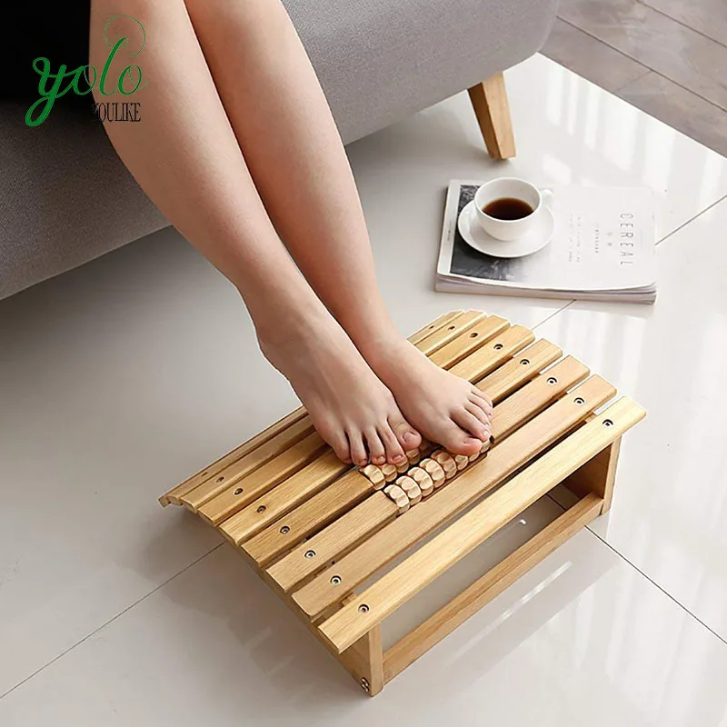Ergonomic Bamboo Foot Stool Under Desk Footrest For Office Home