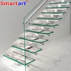 Stairs 2018 New Design Single Stringer Ready Made Glass Stairs