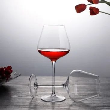 Haonai Hot Sale Red Goblet Wine Glass Accept Custom Logo Crystal Glass Cup