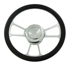 Steering Wheel 14inch Half Wrap Genuine Leather Chrome Aluminum Forging Steering Wheel