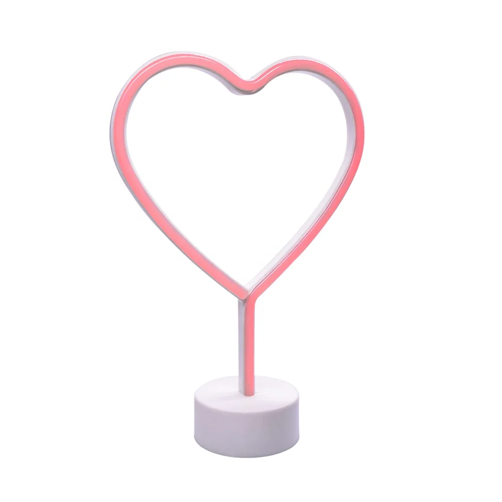 LED Heart Neon Sign Light Valentine's Day Gift Home Decoration Table Lamp New 