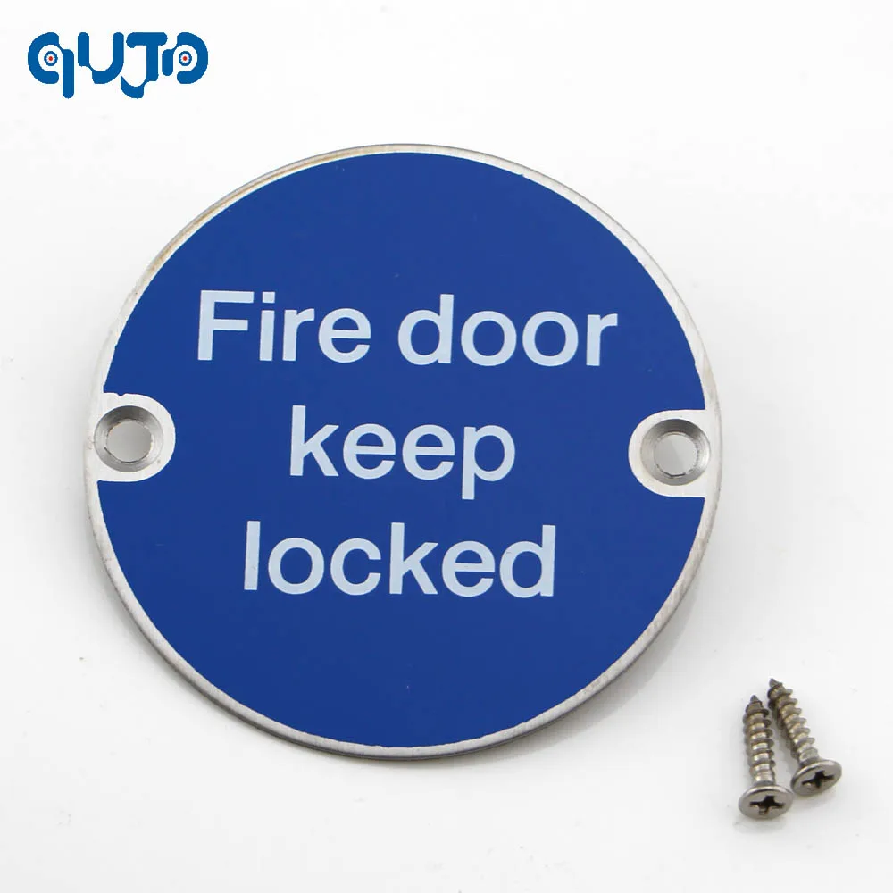 Fire Door Keep Locked Sign 76mm Dia Supplied Screw Fixed Stainless Steel 