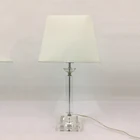 Crystal Crystal Decorate Table Lamp Modern Style Square K9 Crystal Glass Base Faux Silk Shade Table Light