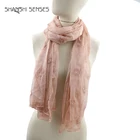Embroidered Scarf Embroidered Scarf Women Polyester Flower Embroidered Pink Twill Chiffon Scarf